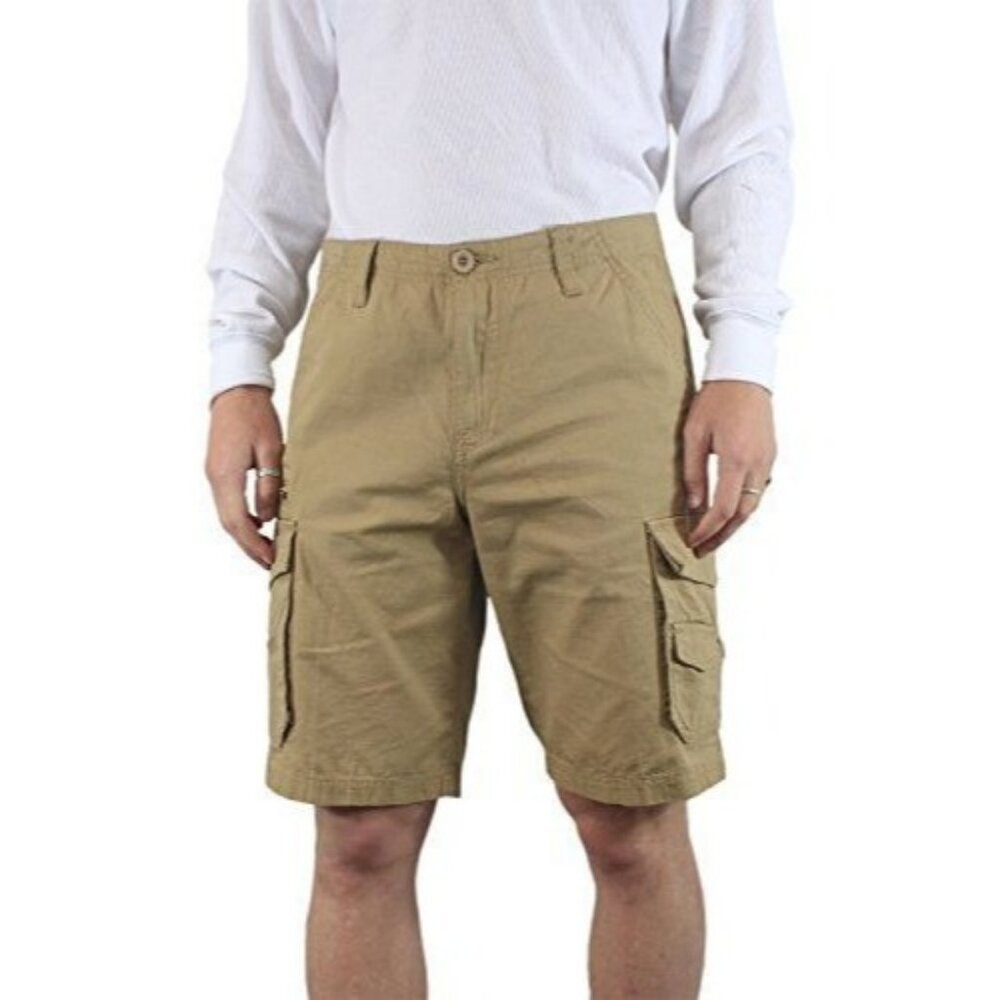SUBCULTURE Textured Cotton Ripstop Cargo Short 30 9" Flat Front Casual Gorpcore